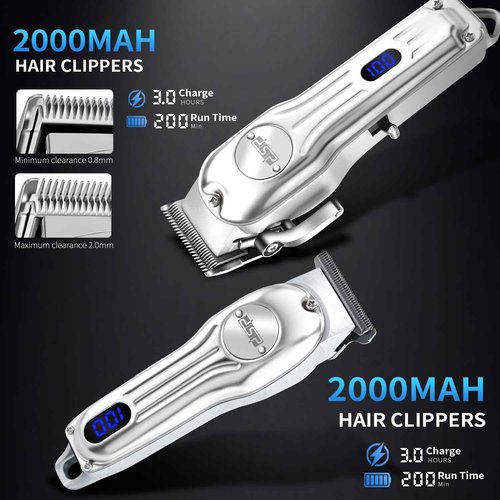 DSP 4-in-1 Pro Barber Kit: Cordless Hair Clipper, Trimmer, Shaver & Nose Hair Remover - Styling & Grooming Set with Scissors, Fade Tools, LED Display