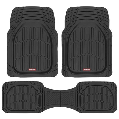 Motor Trend - MT-923-BK 923-BK Black FlexTough Contour Liners-Deep Dish Heavy Duty Rubber Floor Mats for Car SUV Truck & Van-All Weather Protection, Universal Trim to Fit