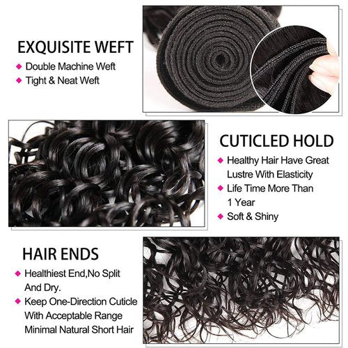 Wahairse Human Hair Bundles 26 28 30 Inch 1B Jerry Curly Natural Color Human Hair Unprocessed Brazilian Virgin 3 Bundles Quick Weave Human Hair Extensions(1B# Jerry Curly,26 28 30)