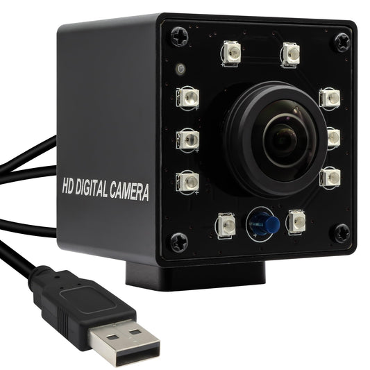 1080P HD High Speed USB Camera Day & Night Vision Webcam with IR LEDs for Park Monitor, 170° Wide Angle Fisheye Lens Camera with OV2710 Sensor, 30fps/60/120fps Plug & Play for Home Surveillance