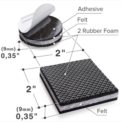 Non Slip Furniture Pads X-PROTECTOR - 16 pcs 2" - Premium Furniture Grippers! Rubber Feet Hardwood Floor Protectors for Furniture Legs - Couch Stoppers - Keep Your Furniture in Place Forever!