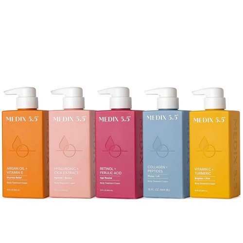 Medix 5.5 Retinol Firming Cream + Vitamin C Brightening Cream + Hyaluronic Acid Hydrating Cream + Collagen Firming Cream + Argan Oil Moisturizing Cream Set