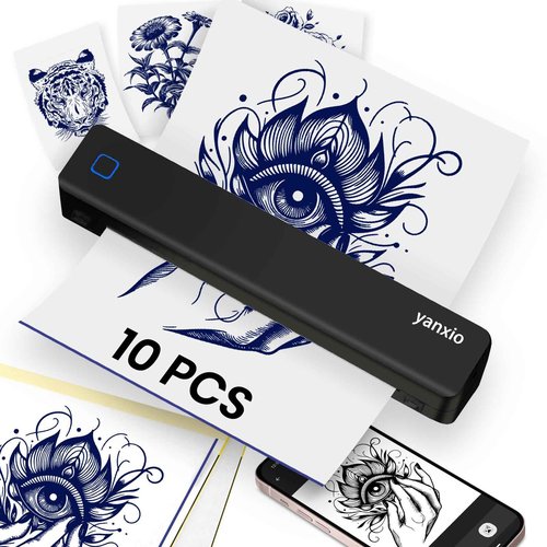 Tattoo Stencil Printer, Bluetooth Tattoo Printer with Super Slime Design,Portable Tattoo Machine, Tattoo Transfer Printer, Compatible with Android, iOS, Windows, MacOS, Support Mobile & PC (Black)