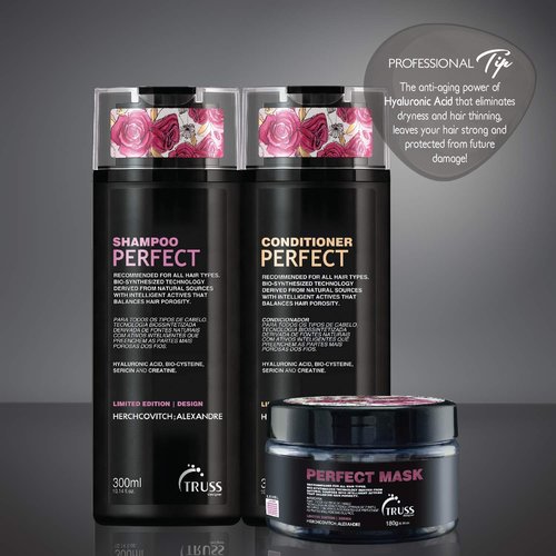 TRUSS Perfect Hair Mask with Collagen, Keratin & Hyaluronic Acid, Deep Conditioning Treatment Bundle with Shampoo - For All Hair Types, Anti-Age