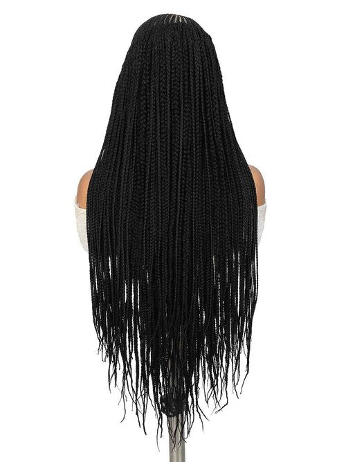 Lady Hanne Braided Wigs for Black Women 13x8 HD Lace Front Cornrow Braids Wig Premium Synthetic Hair 30 Inch Full Lace Cornrow Box Braid Wig with Baby HairNatural Black