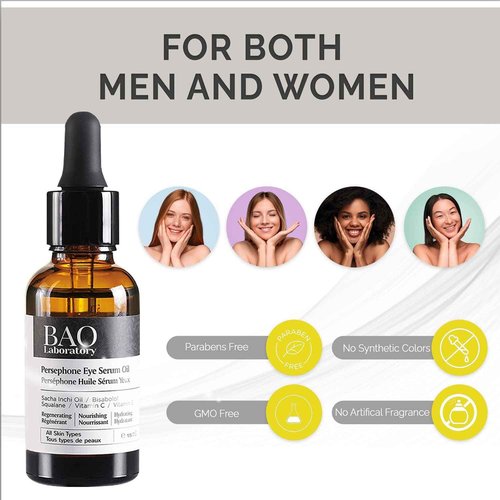 BAO Laboratory Persephone Eye Serum Oil (15 ML) | Sacha Inchi Oil, Bisabolol and Vitamin C & E | Eye Serum for Wrinkles, Finelines and Dark Circle