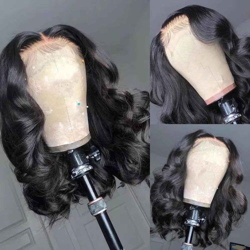 UWLK Bob Human Hair Wig 200% Density 13x6 HD Transparent Lace Front Wigs Human Hair Pre Plucked Body Wave Wig for Black Women 18 Inch