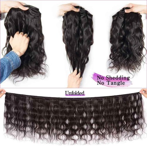 Body Wave Bundles Human Hair 14 16 18 Inch, 12A Brazilian Virgin Body Wave Human Hair Bundles, 100% Unprocessed Natural Color Weave Full and Thick Hair Extensions