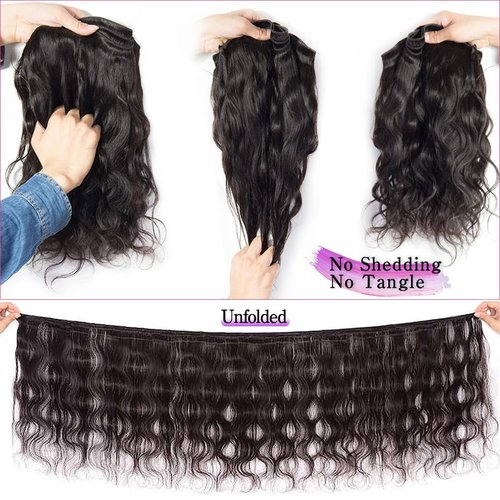 Body Wave Bundles Human Hair 18 20 22 Inch, 12A Brazilian Virgin Body Wave Human Hair Bundles,100% Unprocessed Natural Black Color Weave Deals Full and Thick Hair Extensions