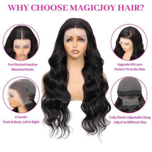 magicjoy Body Wave Human Hair Wigs for Women Glueless HD Lace Front Wigs Human Hair Body Wave 180 Density Lace Frontal Wigs Human Hair Pre Plucked Body Wave 13x6 Lace wigs 30 Inch