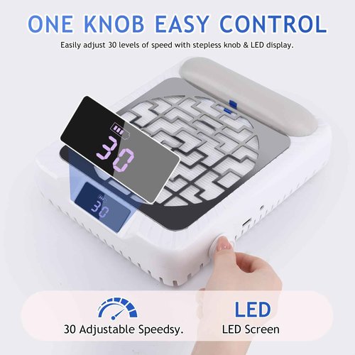 BOMOQING Rechargeable Nail Dust Collector, Professional Dust Collector Nail Tech with LED Display, Powerful Adjustable Nail Dust Cleaner Machine for Acrylic Nail Polishing & Salon use