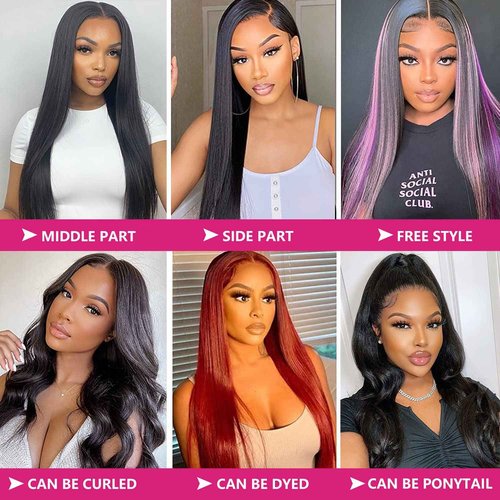 Ysxbui 13x6 Lace Front Wigs Human Hair 180 Density HD Transparent Straight Lace Front Human Hair Wigs for Women Straight Lace Front Wigs Pre Plucked with Baby hair Natural Color (24 Inch)