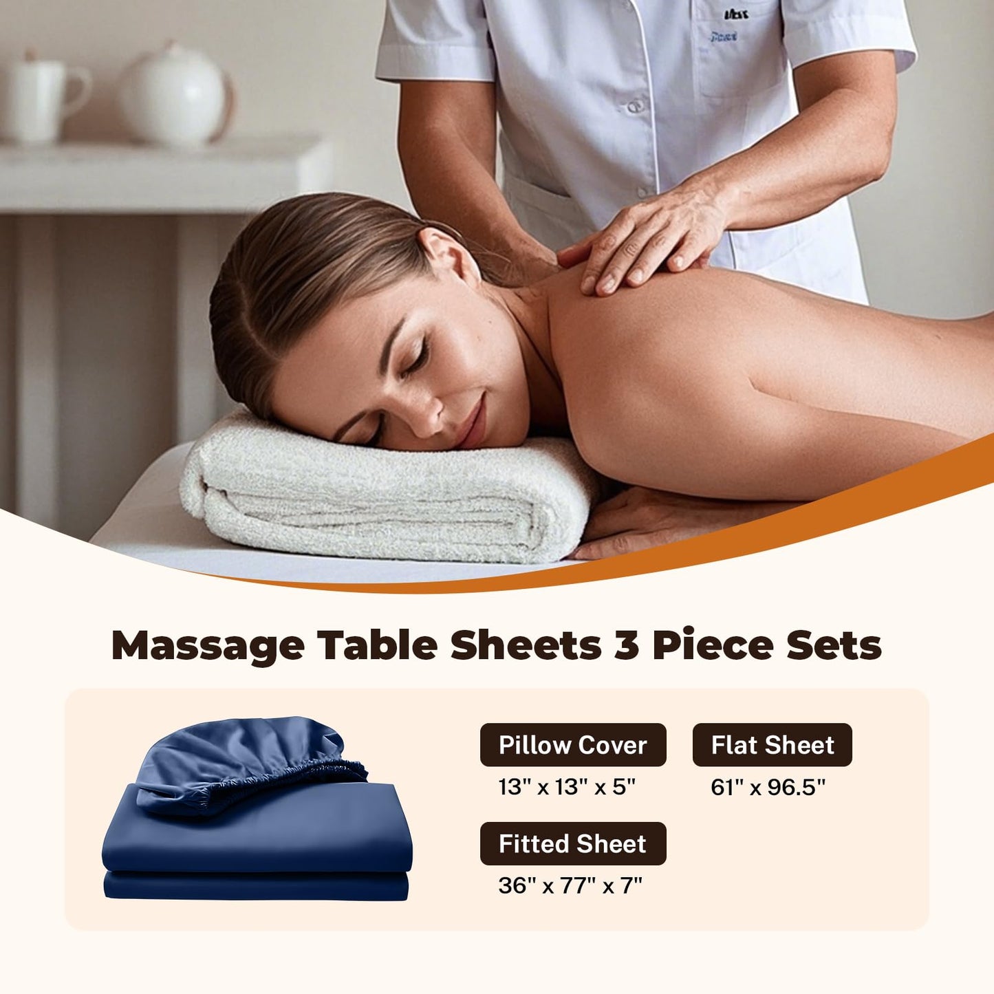 4 Sets Premium Microfiber Massage Table Sheets Set, 3 Piece Set Soft Massage Table Cover, Ultra-Light Massage Sheets Sets Include Flat Sheet, Fitted Sheet, and Fitted Face Rest Cover, Blue