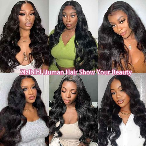 Zlzlblbl 13x6 Lace Front Wigs Human Hair Pre Plucked 210 Density Body Wave HD Lace Front Wigs for Women Human Hair Glueless (Natural Color Body Wave Wig, 20 Inch)