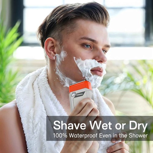 Foil Shaver, Compact Electric Razor for Men, USB-C Rechargeable, Waterproof & Cordless Face Shaver with Travel Case – Portable Grooming Kit for Travel & Daily Use