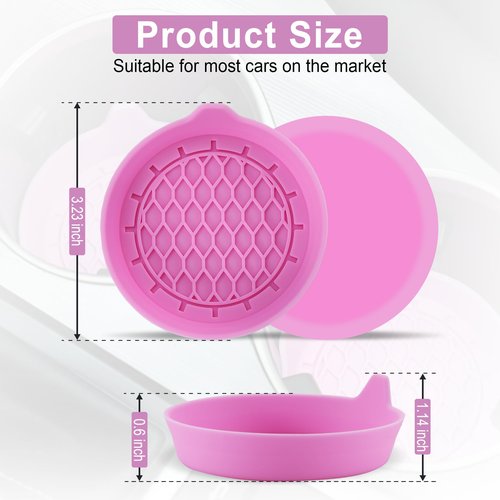 SINGARO Car Cup Holder Coaster, Silicone Cup Holder Insert, Universal Non-Slip Cup Holders, Car Accessories Interior for Women and Man 4 Pack Pink