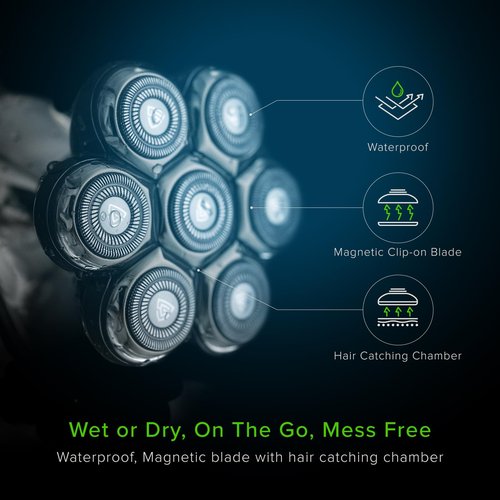 ScapeGear Premium Head Shavers for Bald Men Kit with Free Travel Case, Wet and Dry Shave No Mess Electric Razor for Men with PalmFlex 7D Smooth Electric Shavers