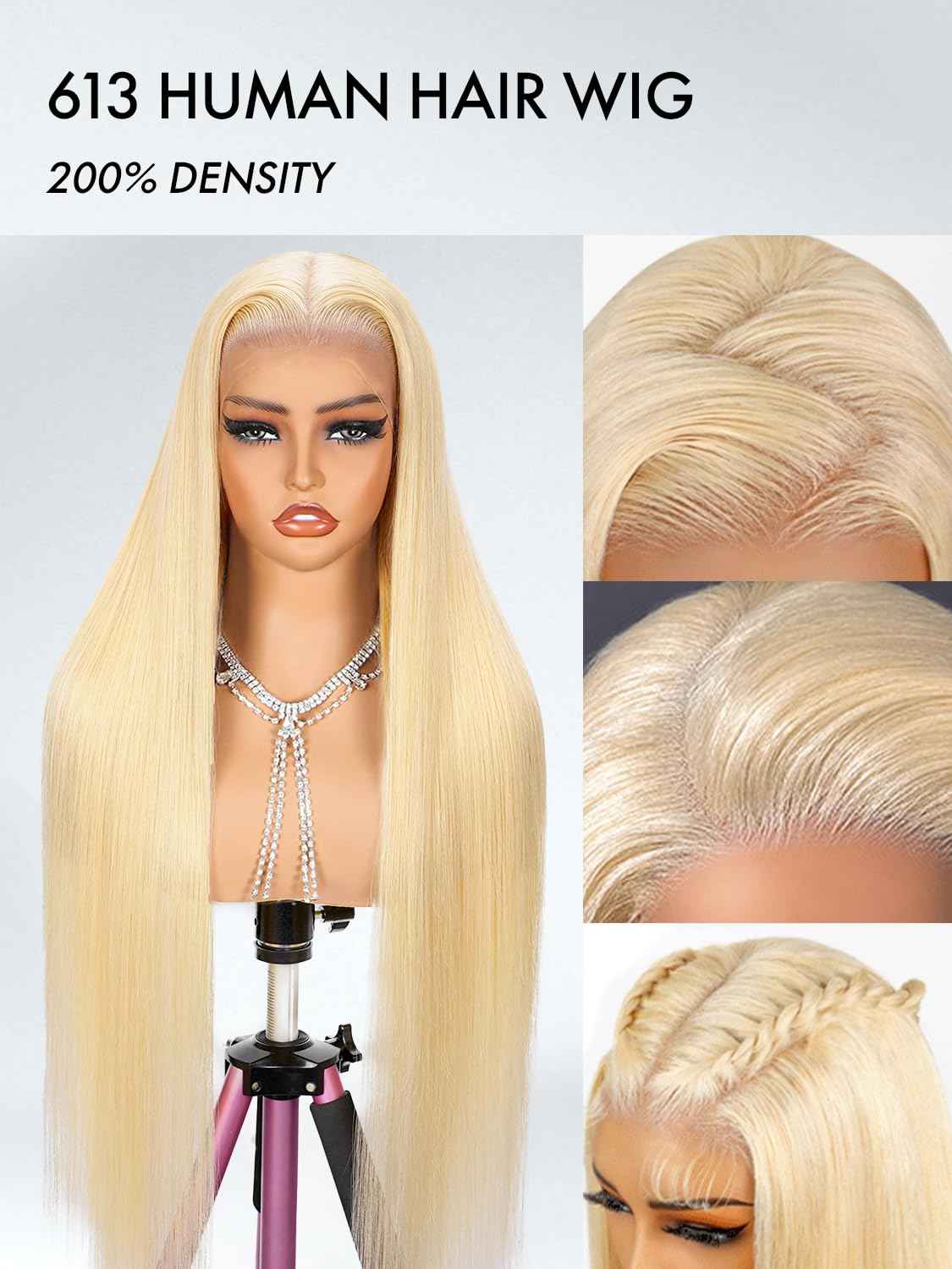 30 Inch 613 Lace Front Wig Human Hair 200% Density Blonde Wig Human Hair 613 Straight 13x4 HD Transparent Lace Front Wigs Human Hair Pre Plucked Glueless human hair wig for Women