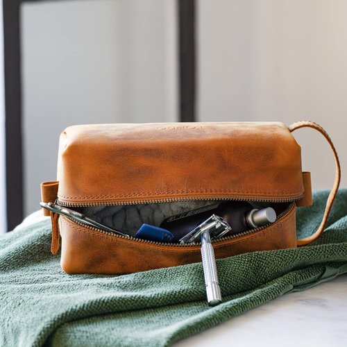 Londo Genuine Leather Travel Toiletry, Makeup, Shaving Organizer Bag - Dopp Kits - Unisex