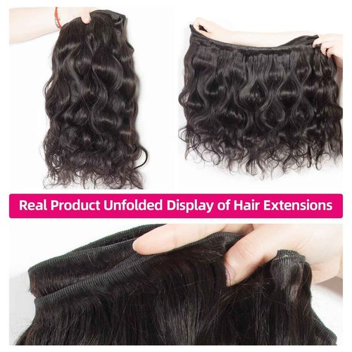 Lemoda Body Wave Virgin Human Hair Bundles 14 16 18 Inch Body Wave 100% Unprocessed Raw Human Hair Extensions Double Weft No Shedding No tangle Hair Weave 3 Bundles Natural Black