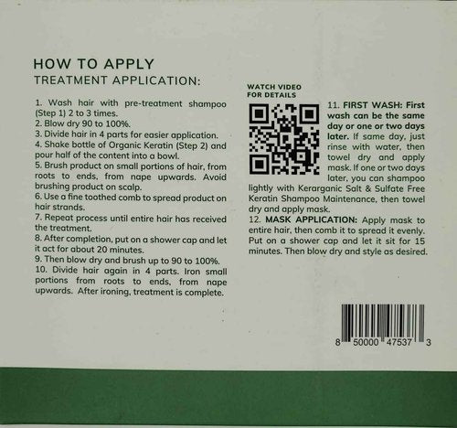 KERARGANIC Formaldehyde-Free Keratin System DIY Set: Pre-Treatment Shampoo, Hair Treatment, Post-Treatment Mask with Argan Oil - (4oz each)