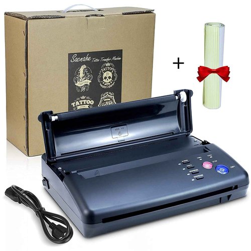 Sacnahe Tattoo Transfer Stencil Machine Copier Printer Thermal Tattoo Kit Copier Printer With 20pcs Tattoo Stencil Transfer Paper, Black（ Not Wireless）