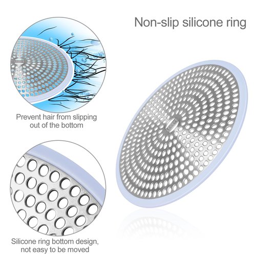 LEKEYE Shower Drain Hair Catcher | Strainer | Shower Stall Drain Cover | Bathroom Drain Protector Stainless Steel and Silicone(Light Blue)
