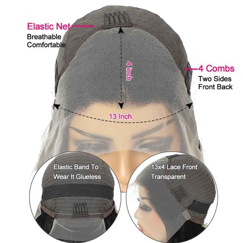 GOLFMAX Kinky Straight Lace Front Wigs Human Hair Pre Plucked With Baby Hairs 180% Density Yaki Straight 13x4 Transparent HD Glueless Lace Wig Human Hair Wigs For Black Women 24 Inch