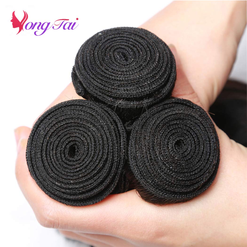 Kinky Straight Hair 3 Bundles 14 16 18 Inch 100% Unprocessed Brazilian Yaki Straight Bundles Human Hair Weave Extensions 1B Color Kinky Straight Human Hair for Women