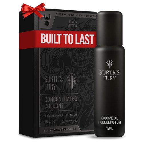 Concentrated Cologne for Men by Beard Struggle - 6x More Longer Than Traditional Colognes - Platinum Collection - Surtr's Fury - Mens Cologne, 15 mL / 0.5 US. fl. oz. Glass Roller Bottle