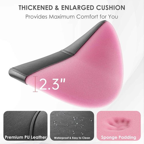 CLORIS Saddle Rolling Stool Hold up to 400 LBS Height Adjustable Swivel Chair Metal Feet with Wheels for Spa, Massage, Salon, Home, Office, Medical, Tatoo, Bar Black