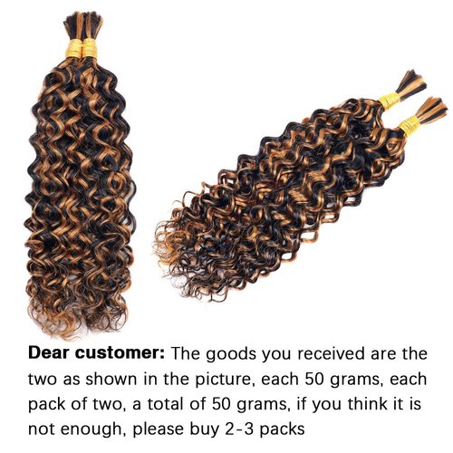 Water Wave Bulk Human Braiding Hair for Boho Braids Human Hair for Braiding No Weft 100% Unprocessed Brazilian Remy Bulk Human Hair 100g Two Bundles/Pack (Water #P1B/30, 24 Inch)