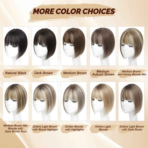 UIPEUBO Hair Toppers for Women Real Human Hair Toppers with Thinning Hairpieces for Women with Bangs 10 Inch Human Hair Topper for Cover Gray Roots (4T427#)