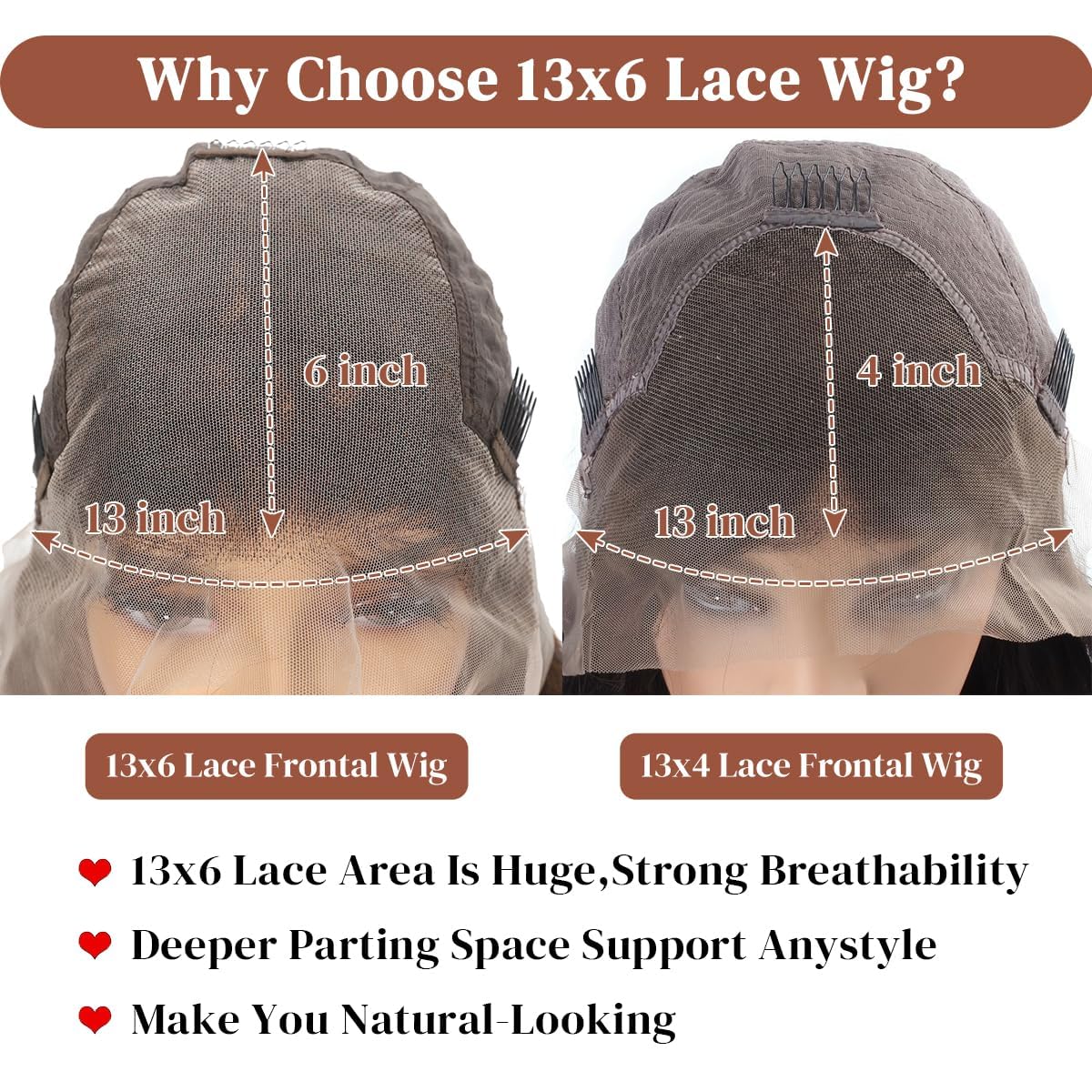 PIOGH 30 Inch Chocolate Brown Lace Front Wig Human Hair 13X6 Body Wave Lace Front Wigs Human Hair Pre Plucked 180 Density Colored Glueless 13X6 HD Lace Frontal Brown Wig Human Hair for Women