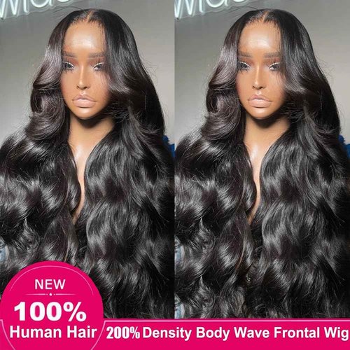 Erqq 20inch 13x6 Lace Front Wigs Human Hair Pre Plucked 180% Density Body Wave HD Lace Front Wigs for Women Human Hair Wig Natural Color