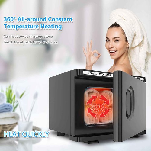 JXSDLIY Personal 8L Small Hot Towel Warmer for Salon Beauty Bathroom Hot Towel Cabinet 2-in-1 Home Spa Towel Warmer for Facials, Upgrade Fast Heating Towel Heater Towel Steamer (8L, Black)