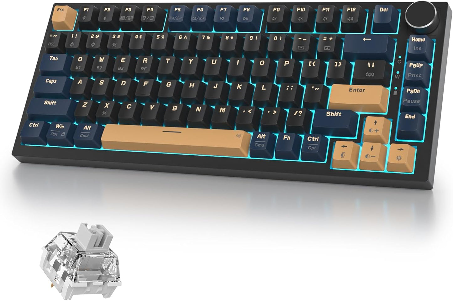 400PRO 75% Wireless Creamy Mechanical Keyboard Black, Gasket Hot Swappable RGB Gaming Keyboard, Bluetooth/2.4GHz/USB-C Thocky Keyboard with Pre-lubed Cream Grey Switches (82 Black)