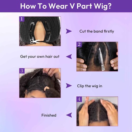 V Part Wig Human Hair Body Wave Upgrade U Part Wigs No Leave out No Glue No Sew-in Wear and Go Glueless 200% Density Clip in Half Wig For Black Women 20Inch