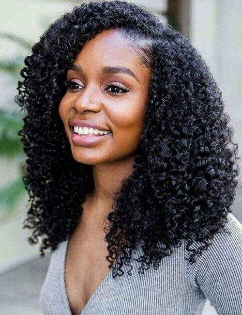 Luwigs 3B 3C Afro Kinky Curly Clip In Hair Extension Natural Color African American Brazilian Human Virgin Hair For Black Women 7pcs/set (20 Inch, 3B 3C Afro Kinky Curly)