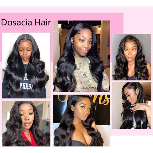 Dosacia V Part Wigs Body Wave Brazilian Virgin Human Hair Wigs For Black Women Upgrade U Part Glueless Wigs Full Head Clip In Half Wig V Shape Wigs No Leave Out Lace Front Wigs 180% Density 14Inch