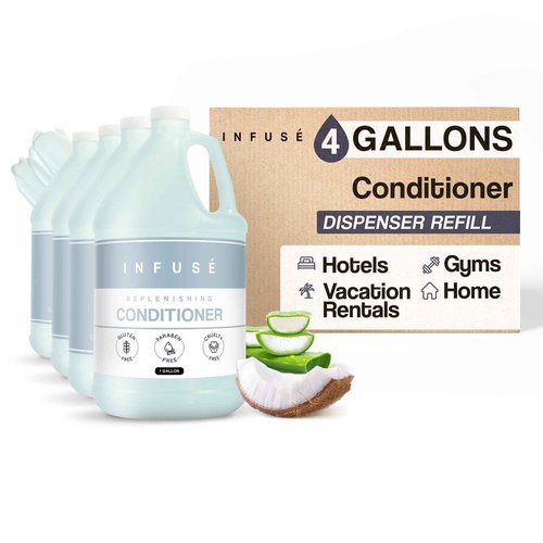 Terra Pure Infuse Hotel Conditioner | 1 Gallon | Designed to Refill Soap Dispensers (Set of 4)