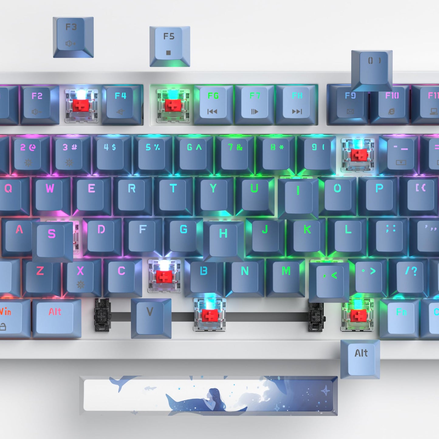 75% Wired Keyboard with Knob, 75 Percent Gaming Keyboard Hot Swappable Gasket Mount,Red Switch,RGB Backlit 82 Keys TKL Mechanical Keyboard,NKRO Compact Keyboard for PC Laptop Windows Gamer(Sea mist)