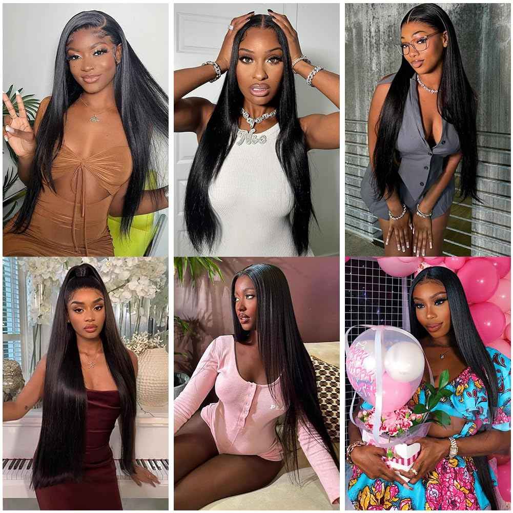 Human Hair Bundles Black Straight Bundles Human Hair 18 20 22 Inch Peruvian Virgin Mixed Length 1B Straight Bundle Hair Extensions