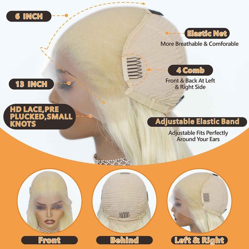 MARUOL 613 13x6 Lace Front Wig Human Hair Blonde Wig Body Wave HD Transparent Lace Frontal Wigs Human Hair for Black Women 180% Density Glueless wigs Pre Plucked 28 Inch