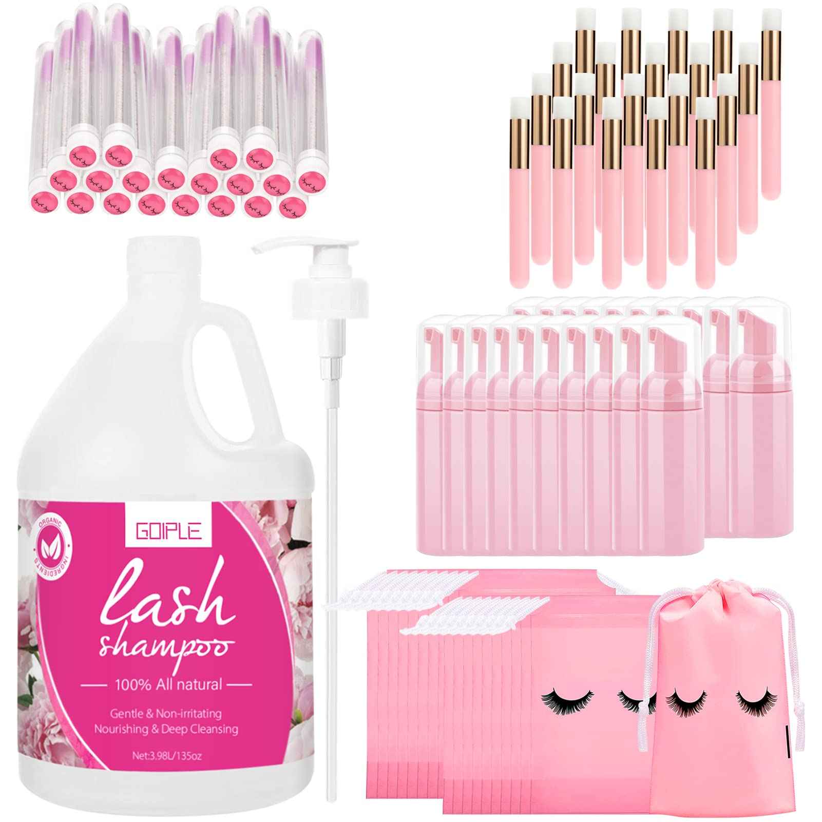 Lash Shampoo for Lash Extensions Eyelash Extension Cleanser, 3.98L Professional Eyelid Foaming Cleanser Lash Extension Kit Lash Mousse Non-lrritating Wash for Extensions Lashes Salon and Home Care