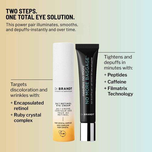 Dr. Brandt Bye Bye Dark Circles Duo - Includes No More Baggage (0.5 oz) & Bright This Way 24/7 Retinol Eye Cream (0.5 fl oz)