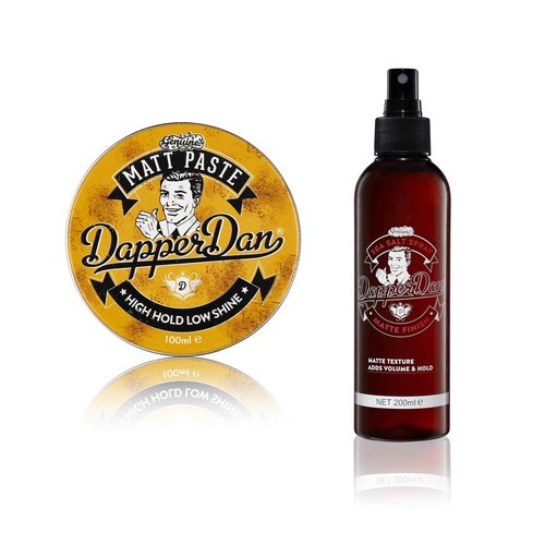 Dapper Dan Matt Paste, High Hold Low Shine Paste for Men 1 x 100ml Sea Salt Spray for Matte Textured Finish 1 x 200ml