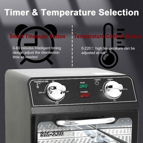 LINBEAUTI Nail Tool Sterilizer with Timer 8L Multifunctional High Temperature Dry Box Stainless Steel with 1 Stainless Tray for Nail Tools, Tweezers, Other Metal Equipment