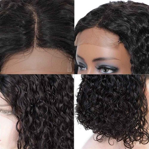 Beaushine Real Human Hair Closure Wig - 4x4 Curly Wig for Black Women, 26Inch Lace Front, Glueless, Pre Plucked with Baby Hair, 150% Density, Natural Color