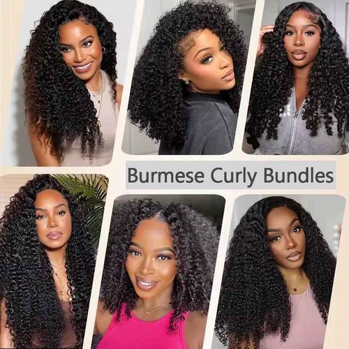 VIPbeauty 3C4A Burmese Curly Human Hair Bundles 24 Inch 1 Curly Bundles Unprocessed Burmese Raw Hair Extension Real Human Hair 16A Natural Color